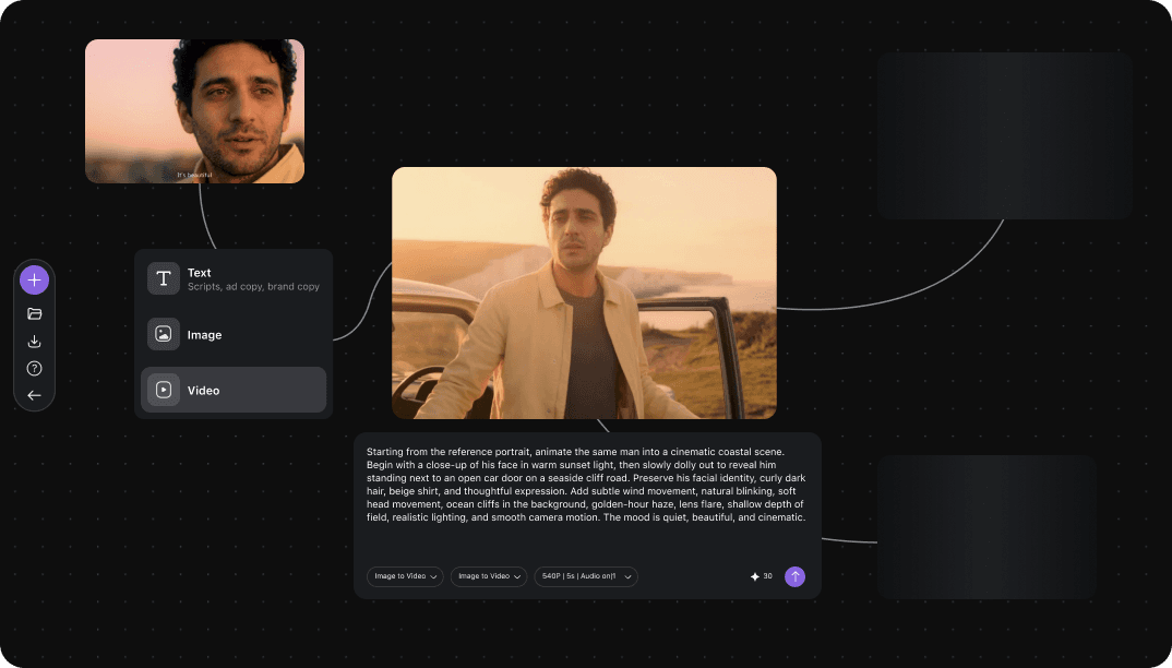 AI Canvas image-to-video workflow preview
