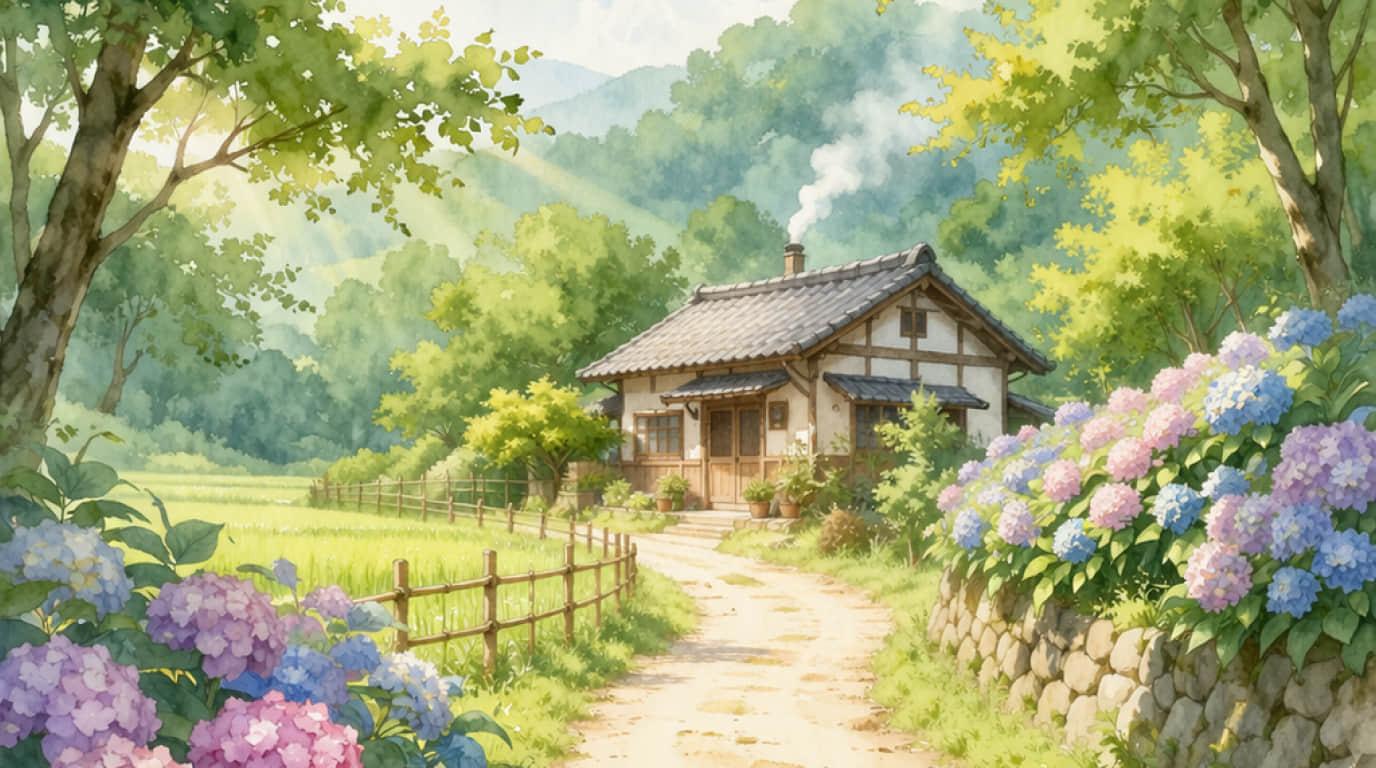 Soft watercolor landscape